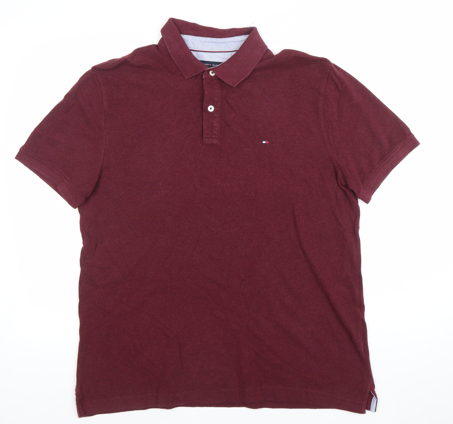 Tommy Hilfiger Men’s Red Cotton Short Sleeve Polo Shirt Size L