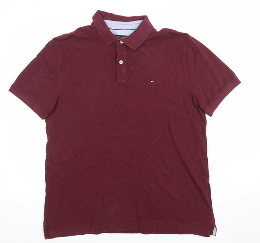 Tommy Hilfiger Men’s Red Cotton Short Sleeve Polo Shirt Size L