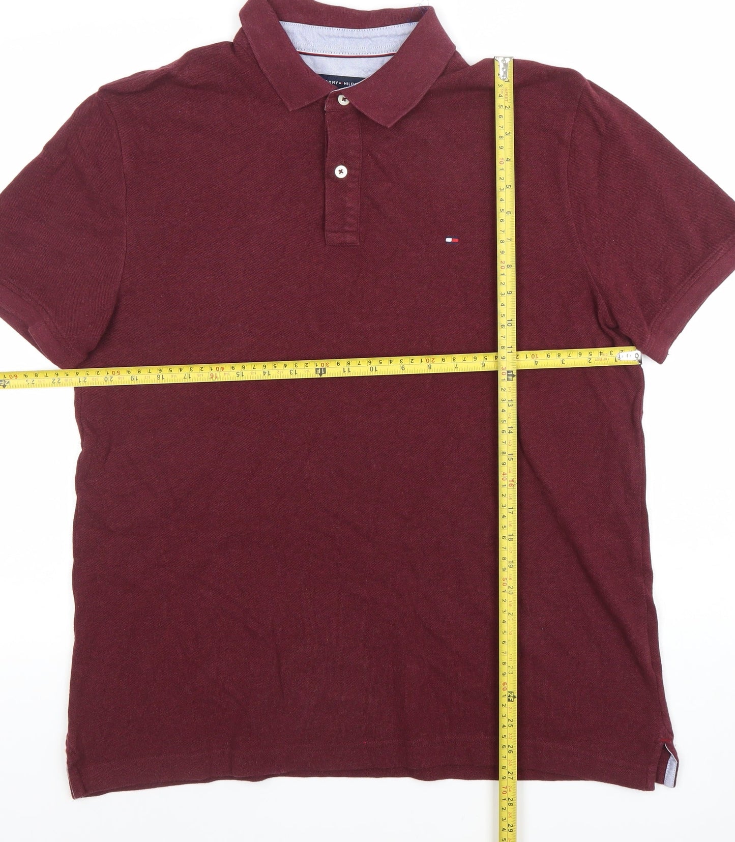 Tommy Hilfiger Men’s Red Cotton Short Sleeve Polo Shirt Size L