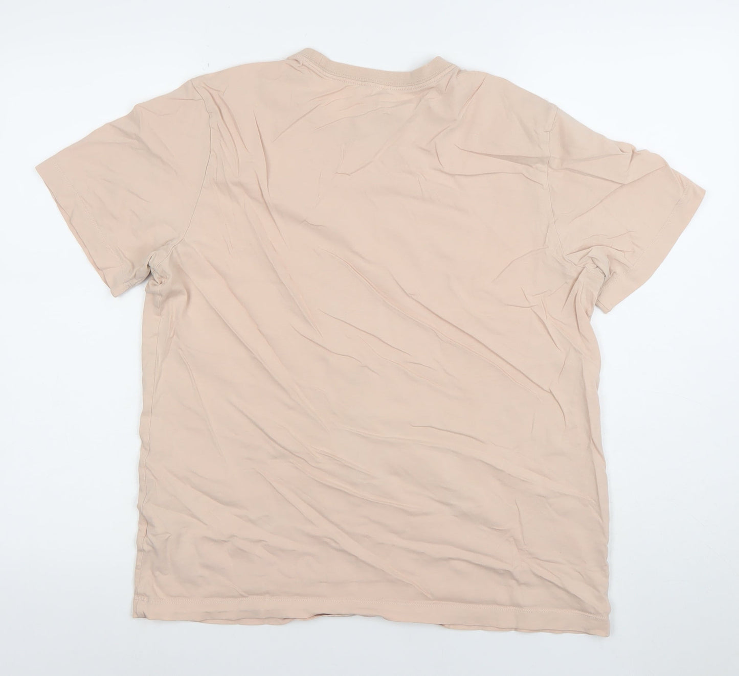 Nike Women Beige Basic T-Shirt Medium Short Sleeve Cotton