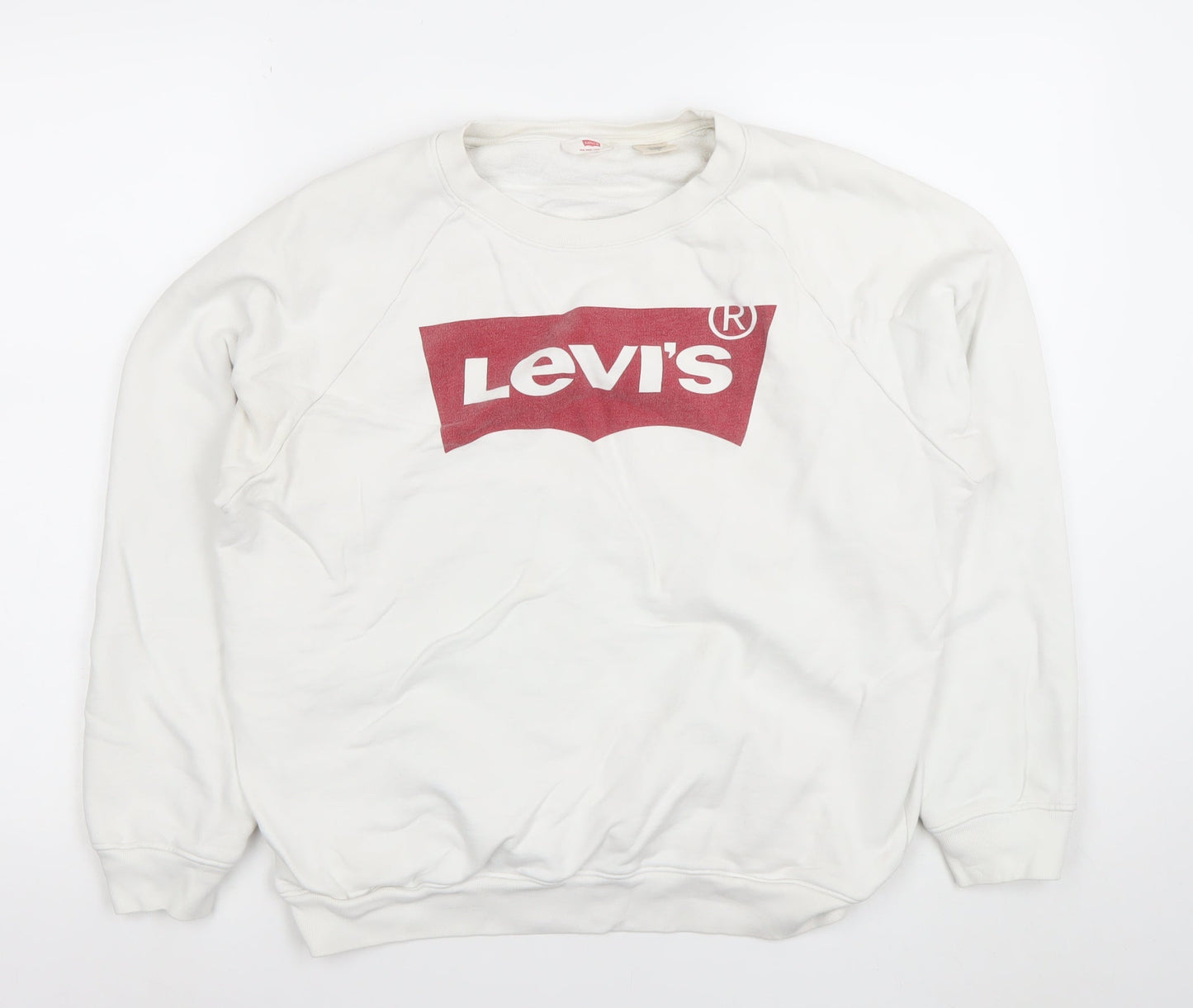 Levi's Women's White Logo Crew Neck Cotton Sweatshirt Size M