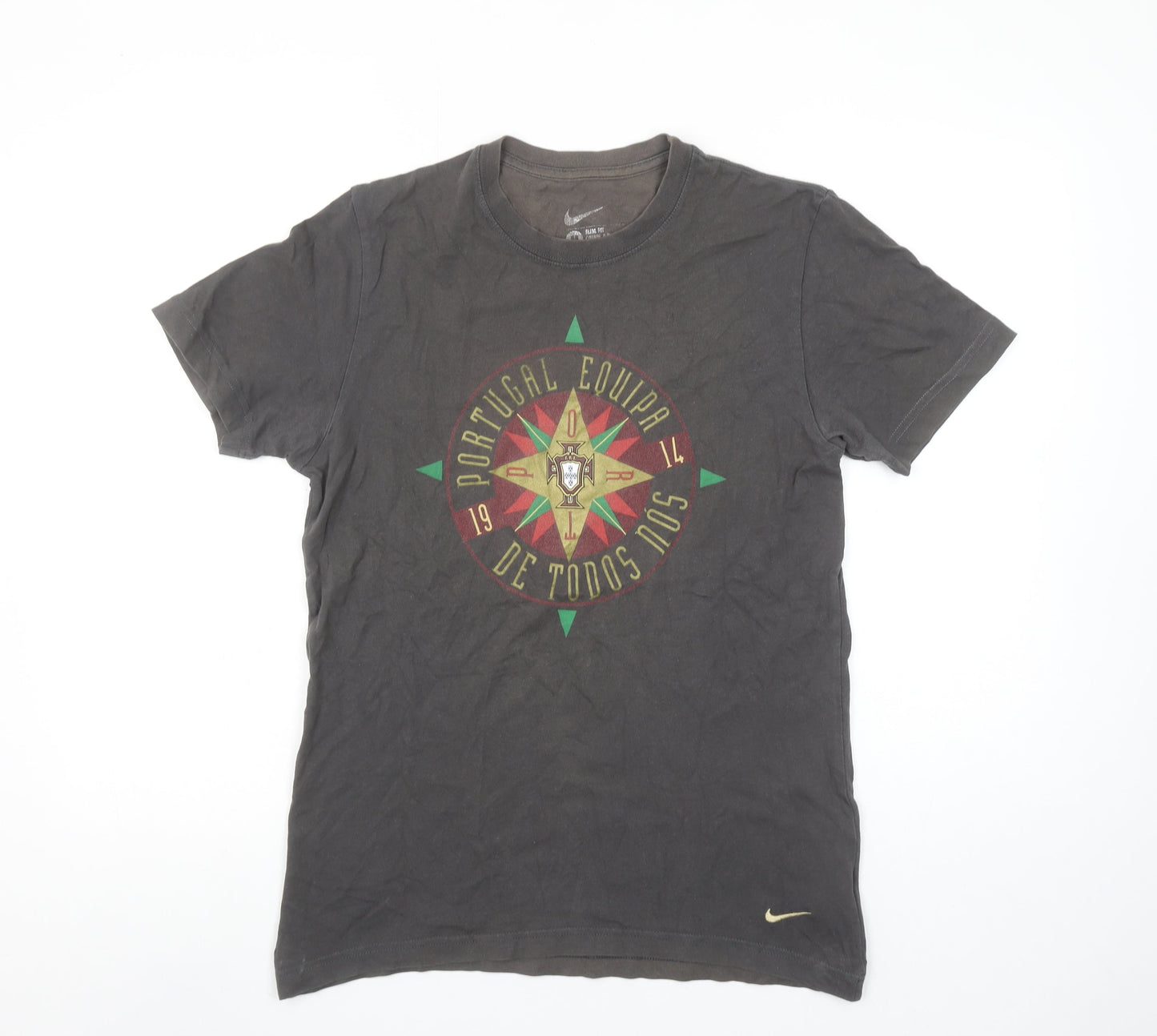 Nike Men's Grey Portugal Football Graphic Crew Neck T-Shirt Size M