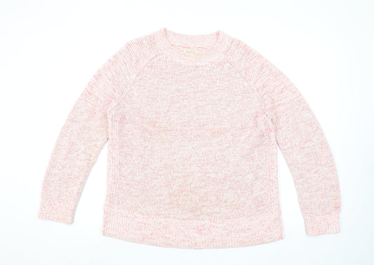 Barbour Women Pink Cotton Jumper Size 14 Crew Neck Knit