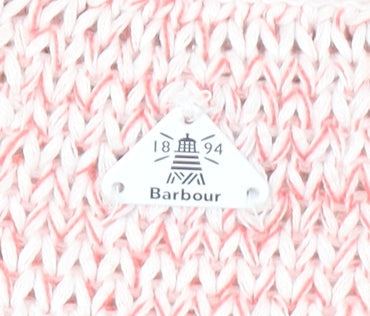 Barbour Women Pink Cotton Jumper Size 14 Crew Neck Knit