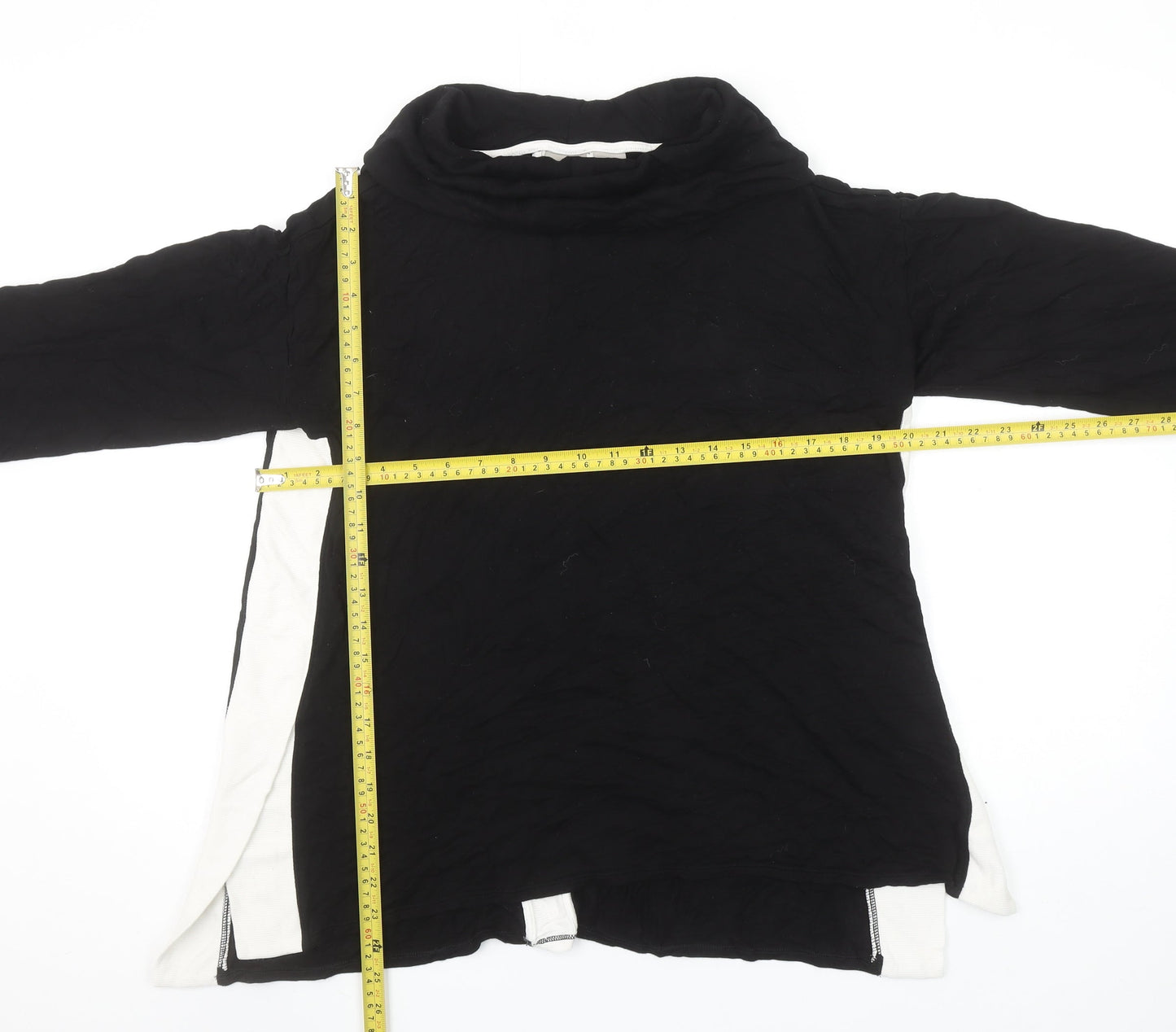 Chico's Zenergy Women's Black Tunic Top Size 12 Long Sleeve Cowl Neck