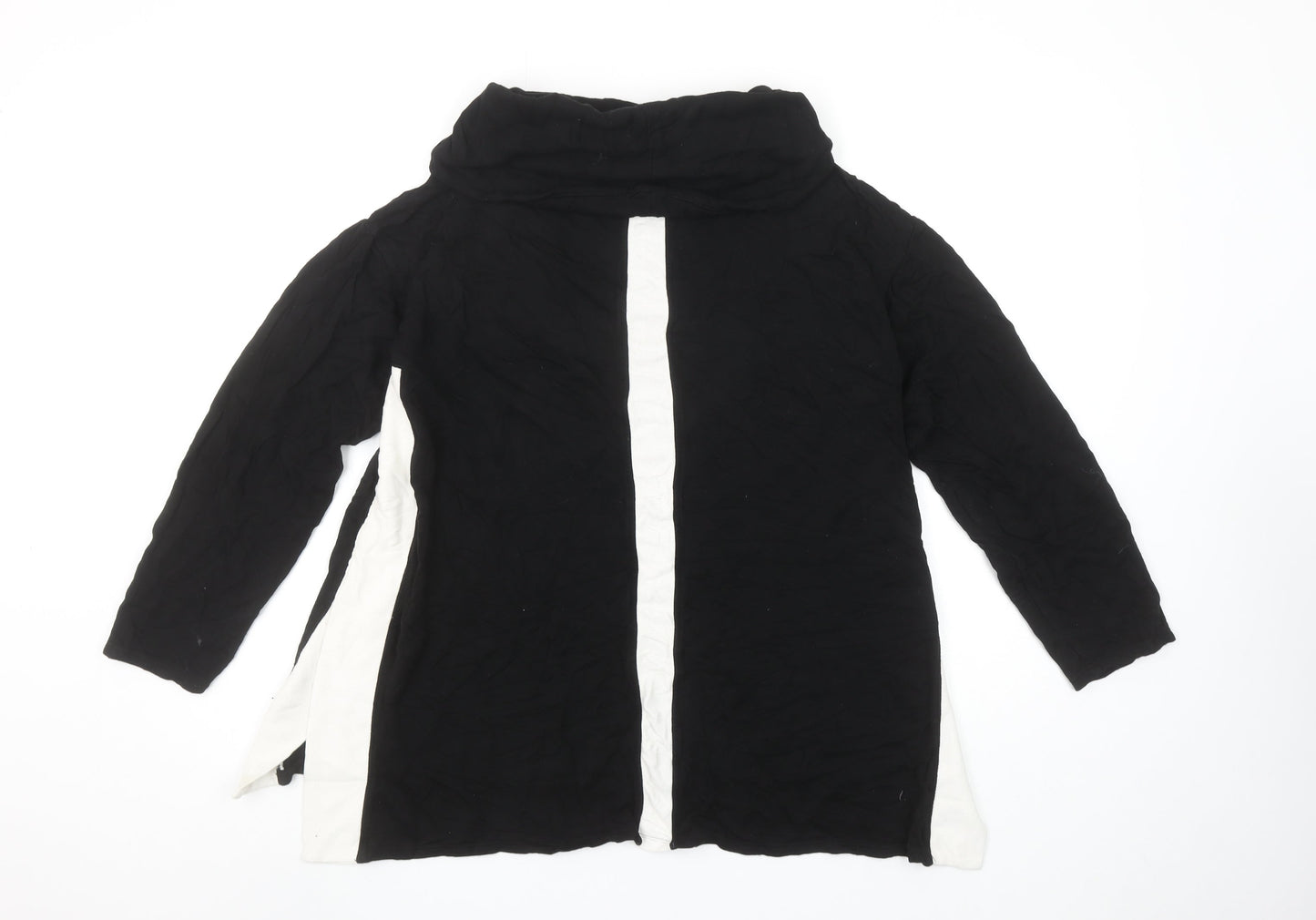 Chico's Zenergy Women's Black Tunic Top Size 12 Long Sleeve Cowl Neck