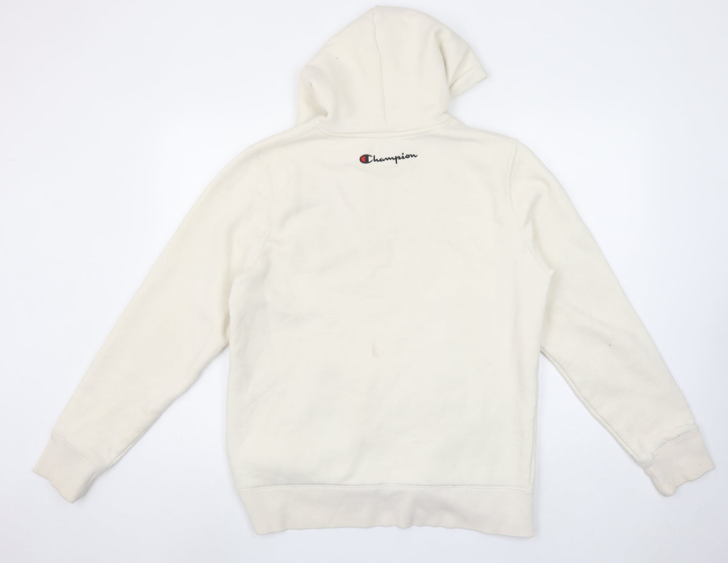 Champion Men’s Ivory Pullover Hoodie L Logo C Embroidered Graphic Athletic