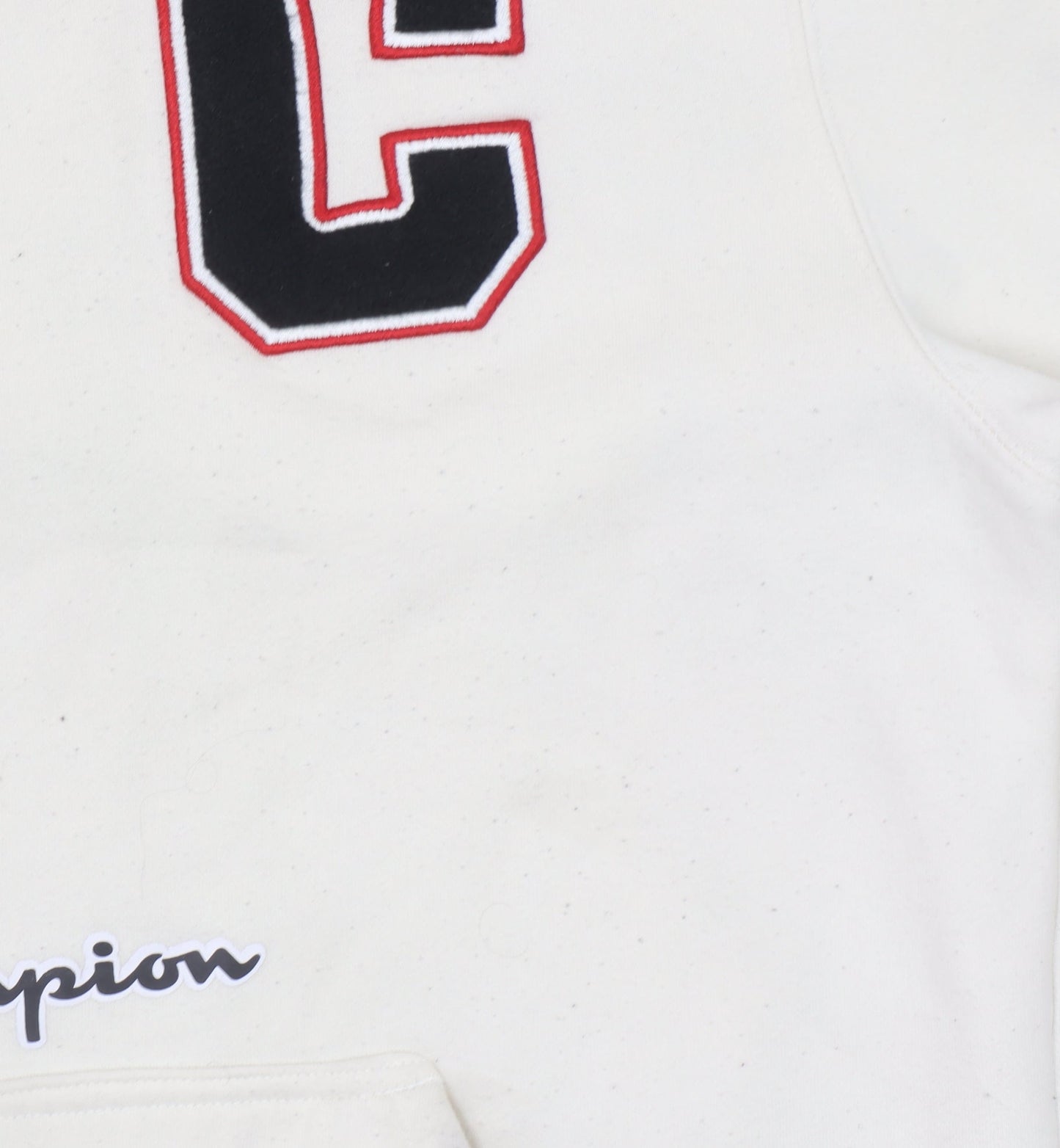 Champion Men’s Ivory Pullover Hoodie L Logo C Embroidered Graphic Athletic