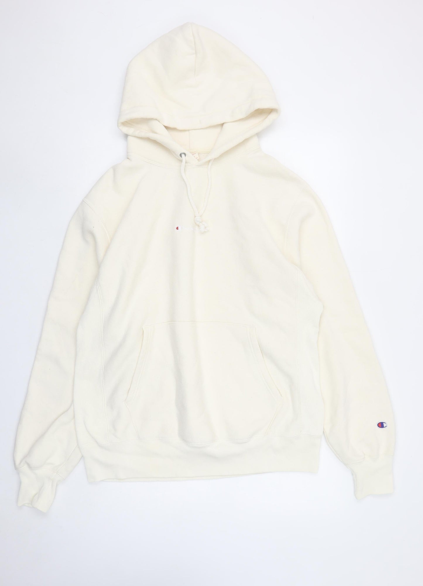 Champion Men's Ivory Reverse Weave Pullover Hoodie Medium