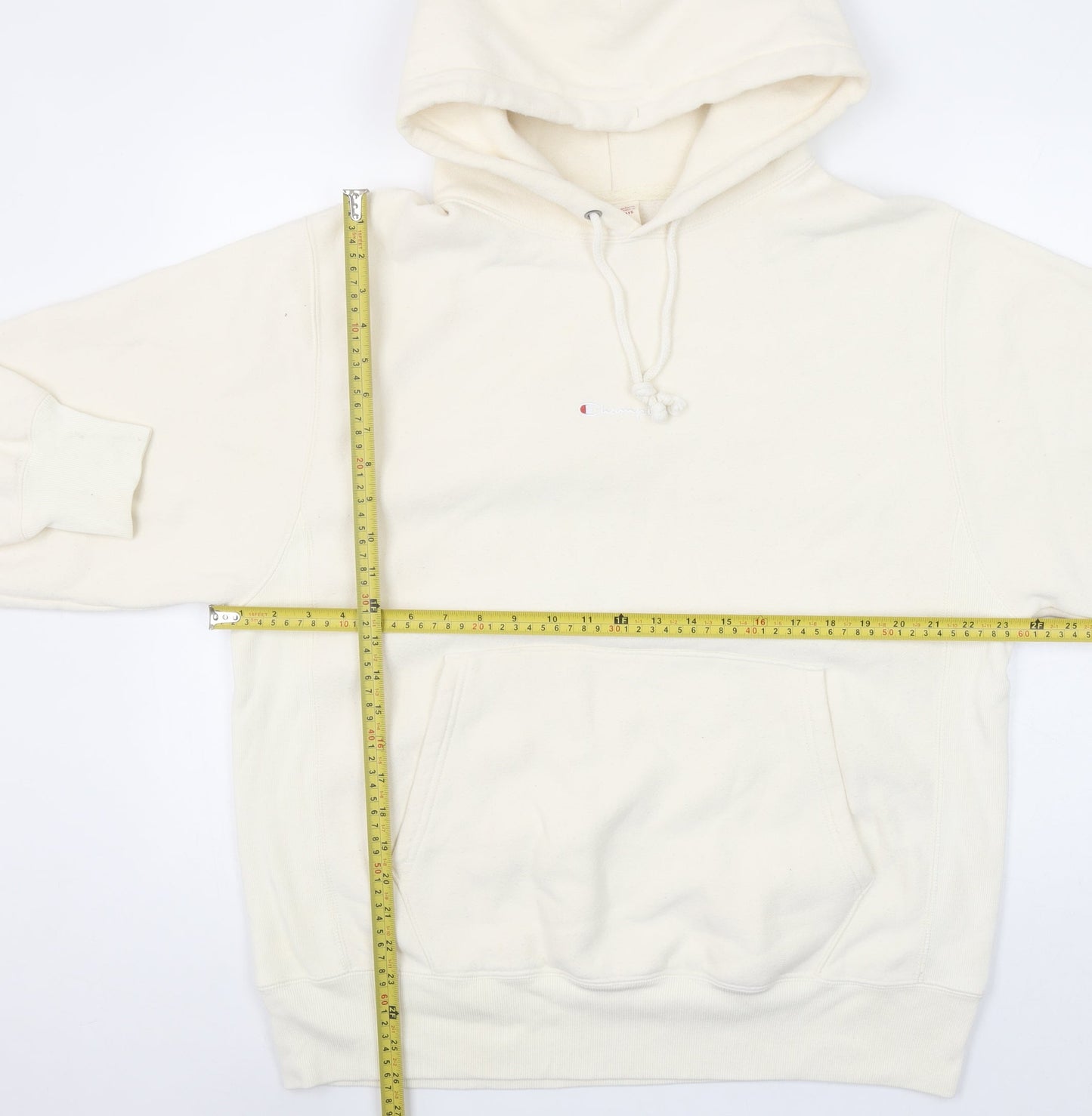 Champion Men's Ivory Reverse Weave Pullover Hoodie Medium