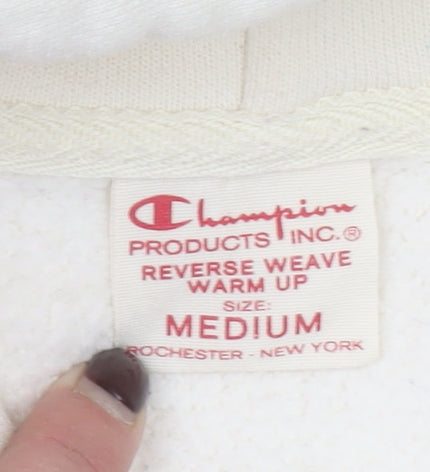 Champion Men's Ivory Reverse Weave Pullover Hoodie Medium