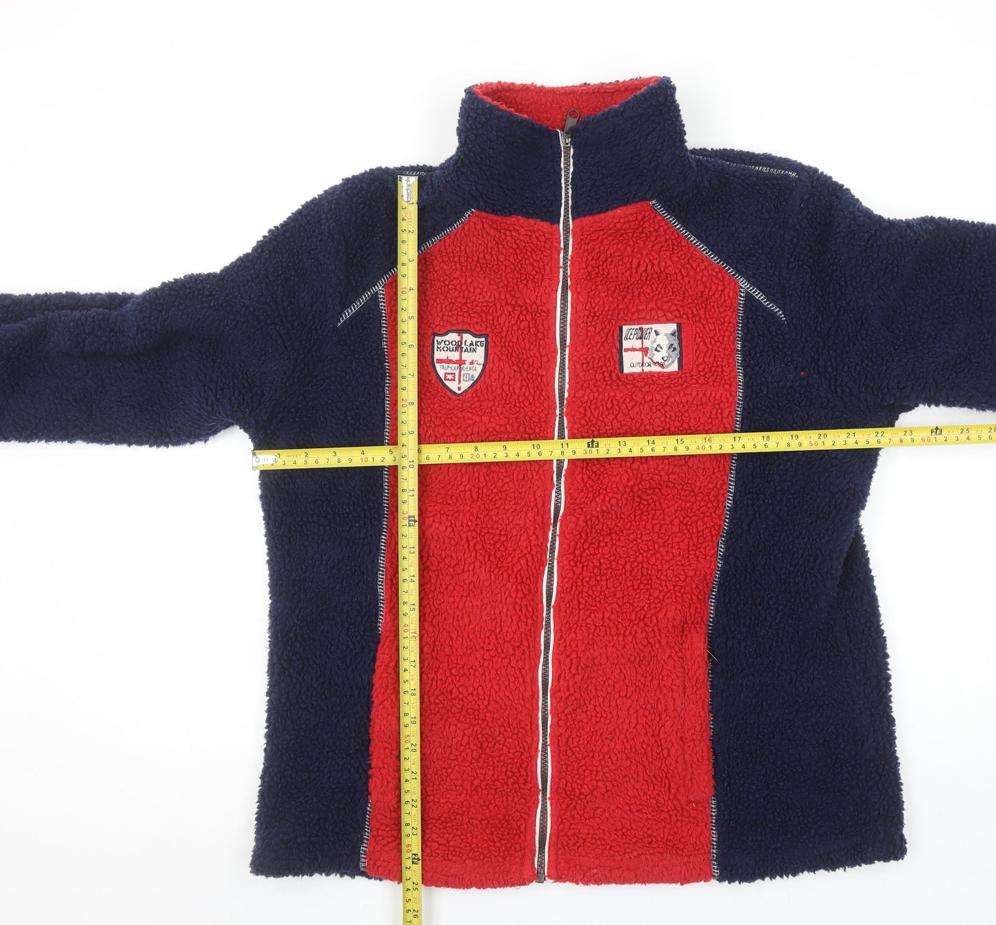 bpc Bonprix Women’s Red Blue Fleece Jacket Size 16 Zip Outdoor Casual