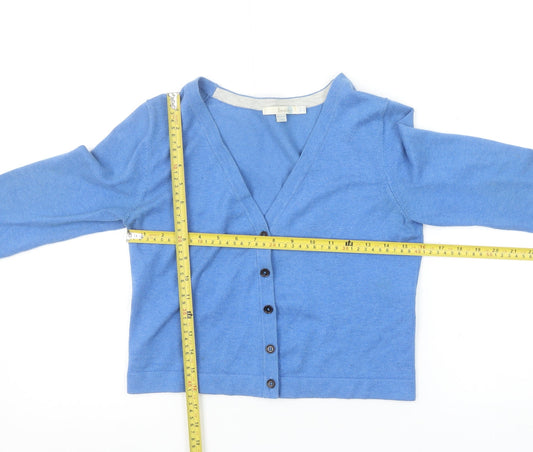 Boden Women’s Blue Cotton Blend V-Neck Cardigan Size 8