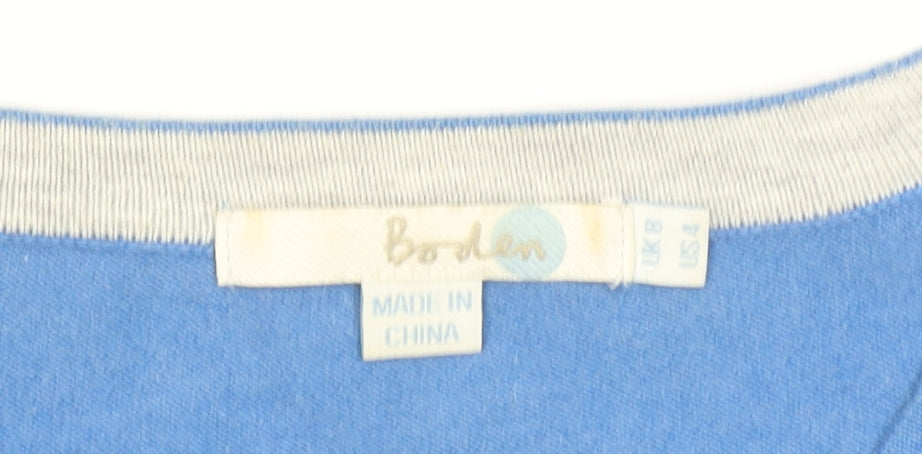 Boden Women’s Blue Cotton Blend V-Neck Cardigan Size 8