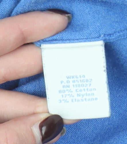 Boden Women’s Blue Cotton Blend V-Neck Cardigan Size 8