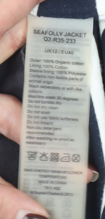 Seasalt Cornwall Women's Blue Hooded Toggle Jacket Size 12