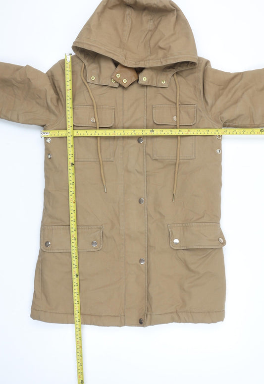 Next Women’s Beige Hooded Parka Coat Size 8 Shower Resistant