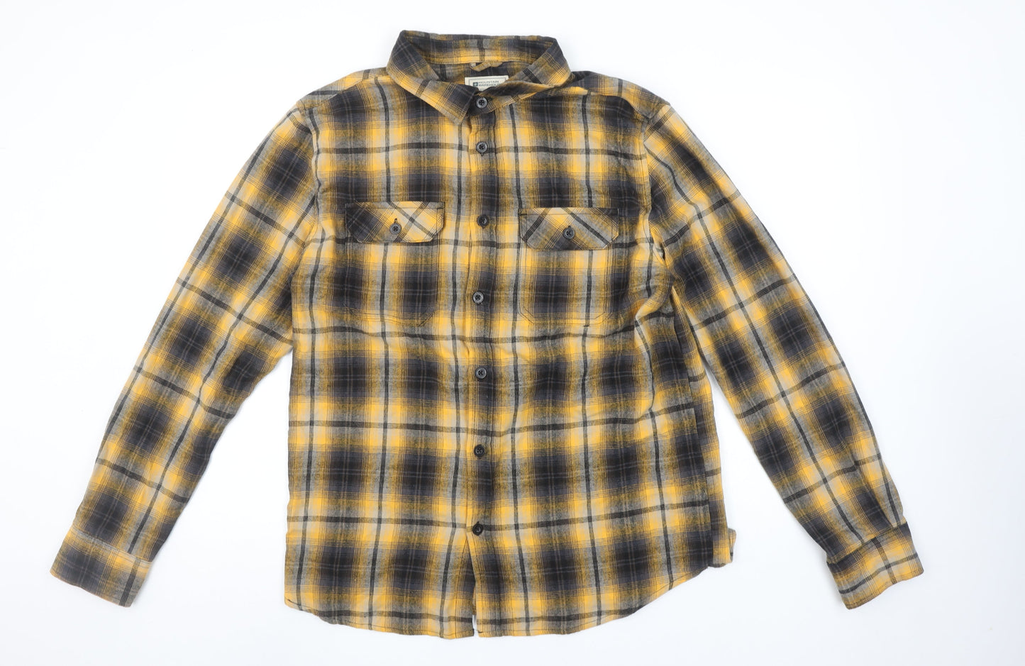 Mountain Warehouse Men's Yellow Plaid Flannel Long Sleeve Button-Up Shirt L
