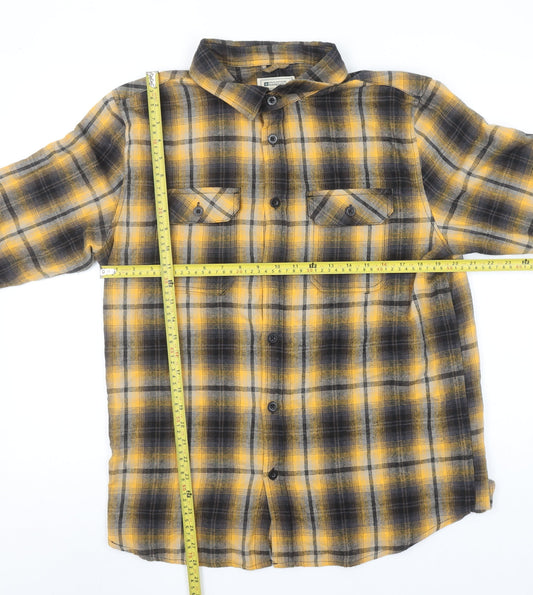 Mountain Warehouse Men's Yellow Plaid Flannel Long Sleeve Button-Up Shirt L