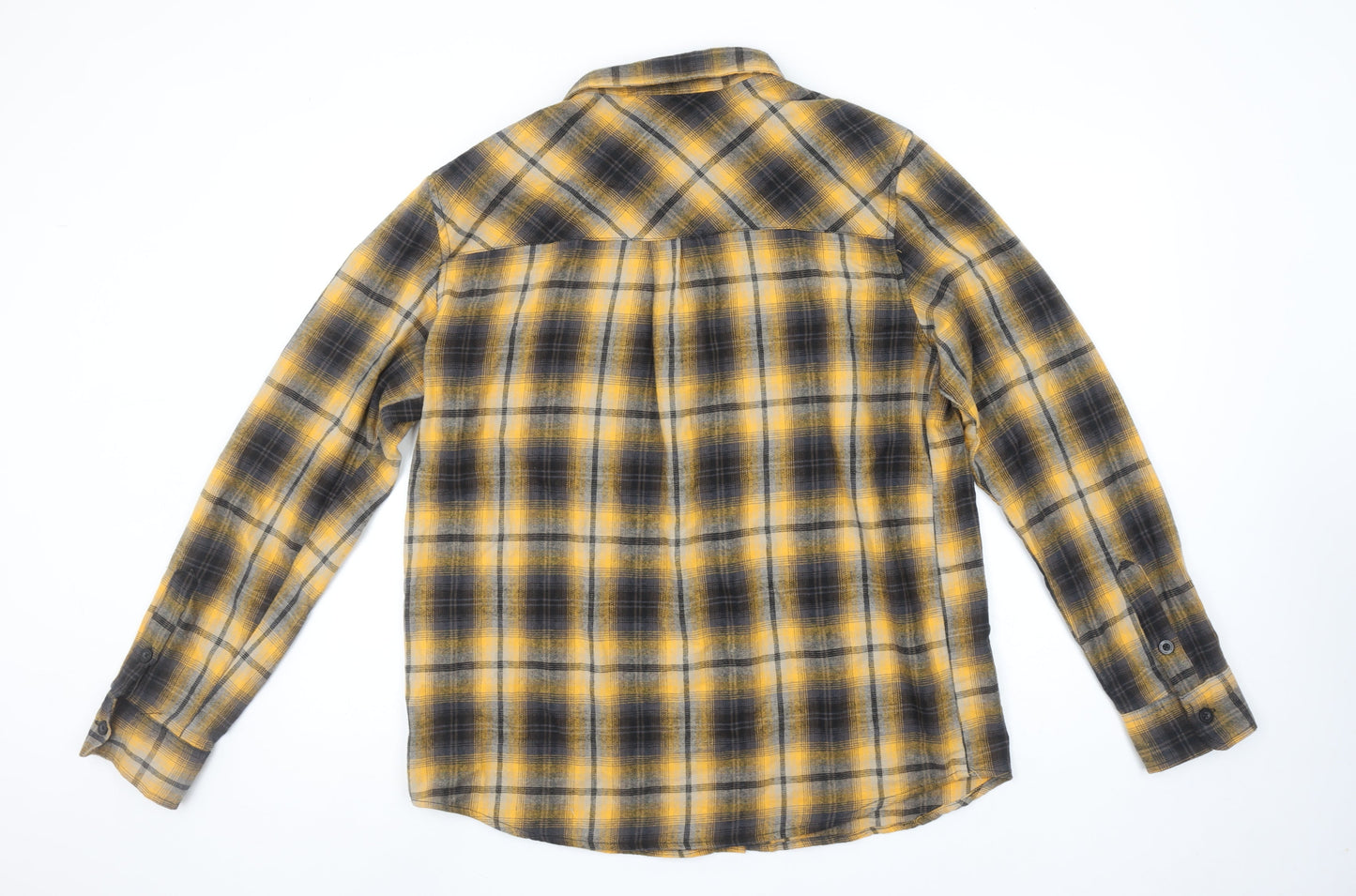 Mountain Warehouse Men's Yellow Plaid Flannel Long Sleeve Button-Up Shirt L