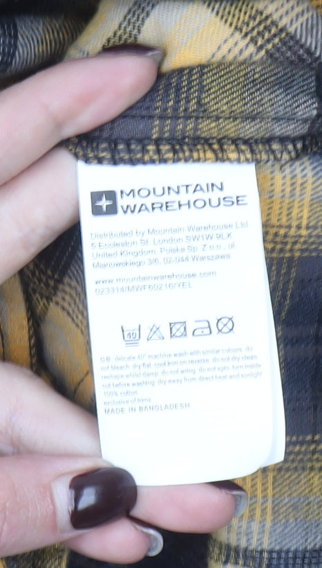 Mountain Warehouse Men's Yellow Plaid Flannel Long Sleeve Button-Up Shirt L