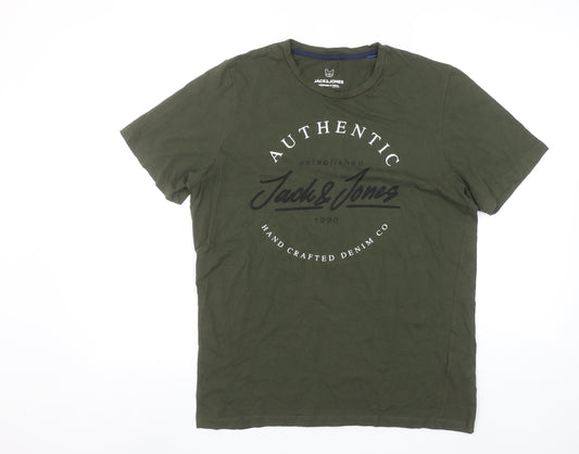 Jack & Jones Boys Green Logo T-Shirt 16 Years Short Sleeve Cotton Top