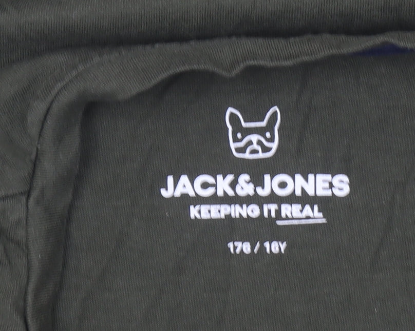 Jack & Jones Boys Green Logo T-Shirt 16 Years Short Sleeve Cotton Top
