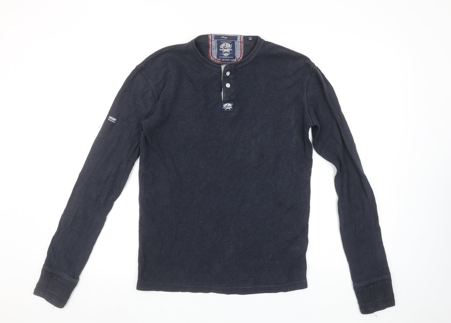 Superdry Men's Blue Long Sleeve Henley T-Shirt Size S