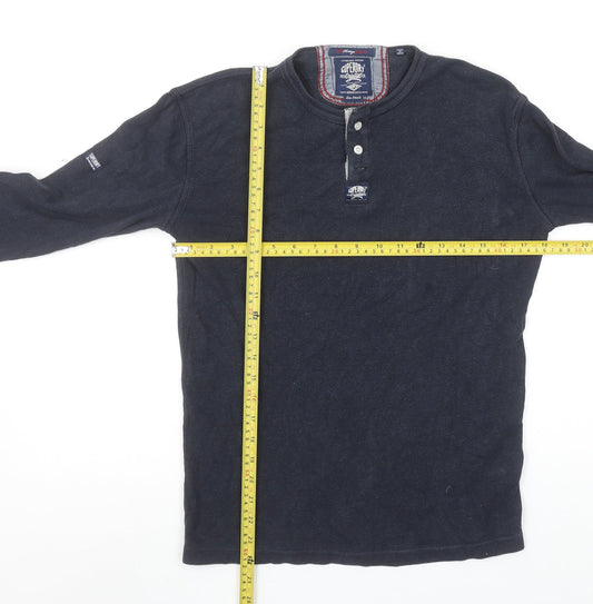 Superdry Men's Blue Long Sleeve Henley T-Shirt Size S