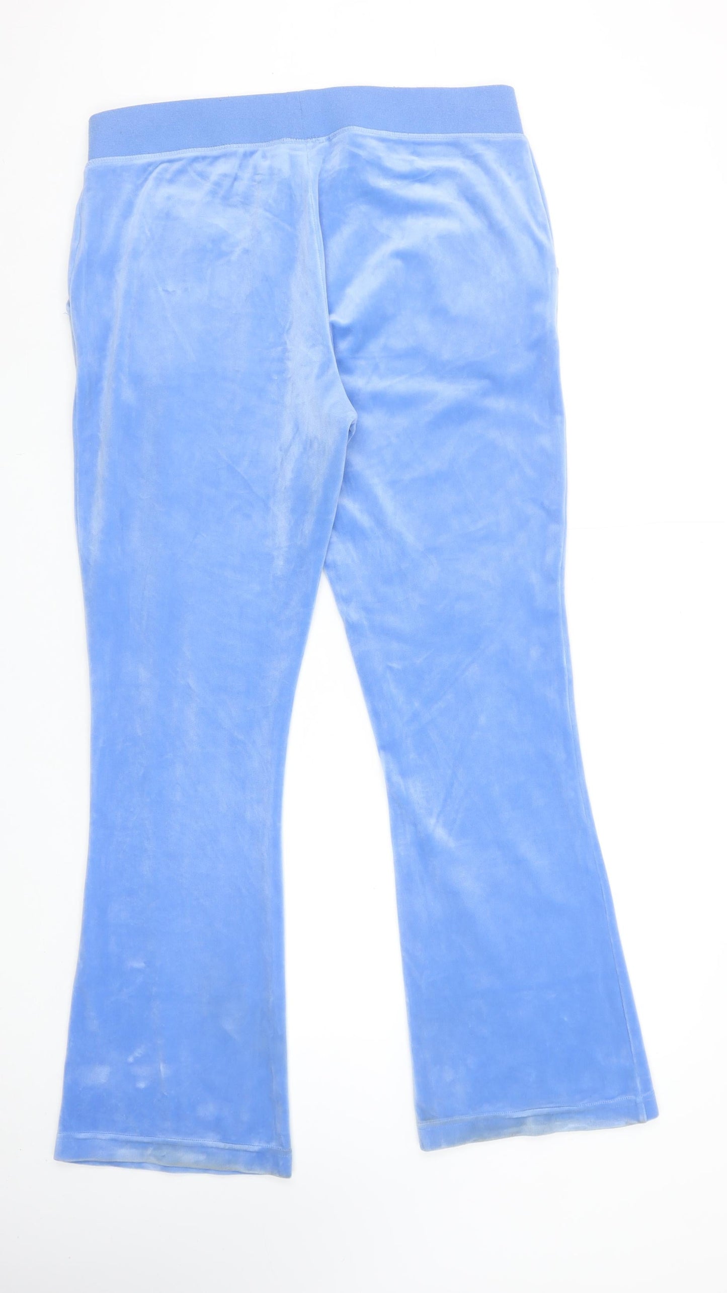 Juicy Couture Women Blue Velour Sweatpants XL Elastic Waist Drawstring