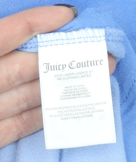 Juicy Couture Women Blue Velour Sweatpants XL Elastic Waist Drawstring