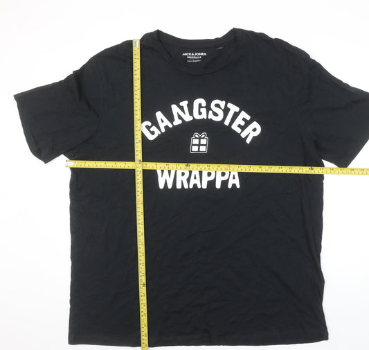 Jack & Jones Men’s Black XL Funny Gangster Wrappa T-Shirt