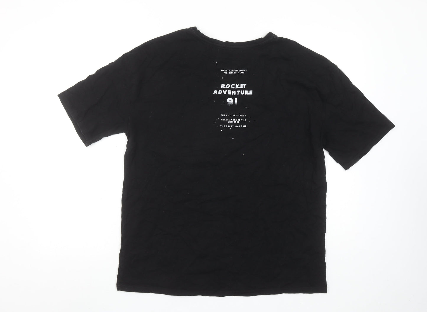 Pull & Bear Women's Black Space Graphic T-Shirt Size 10