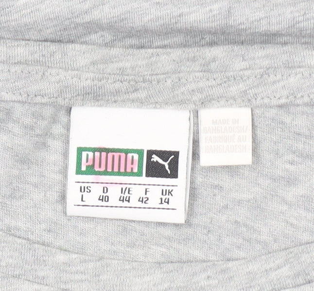 Puma Womens Grey Long Sleeve Logo Pullover Top Size 14