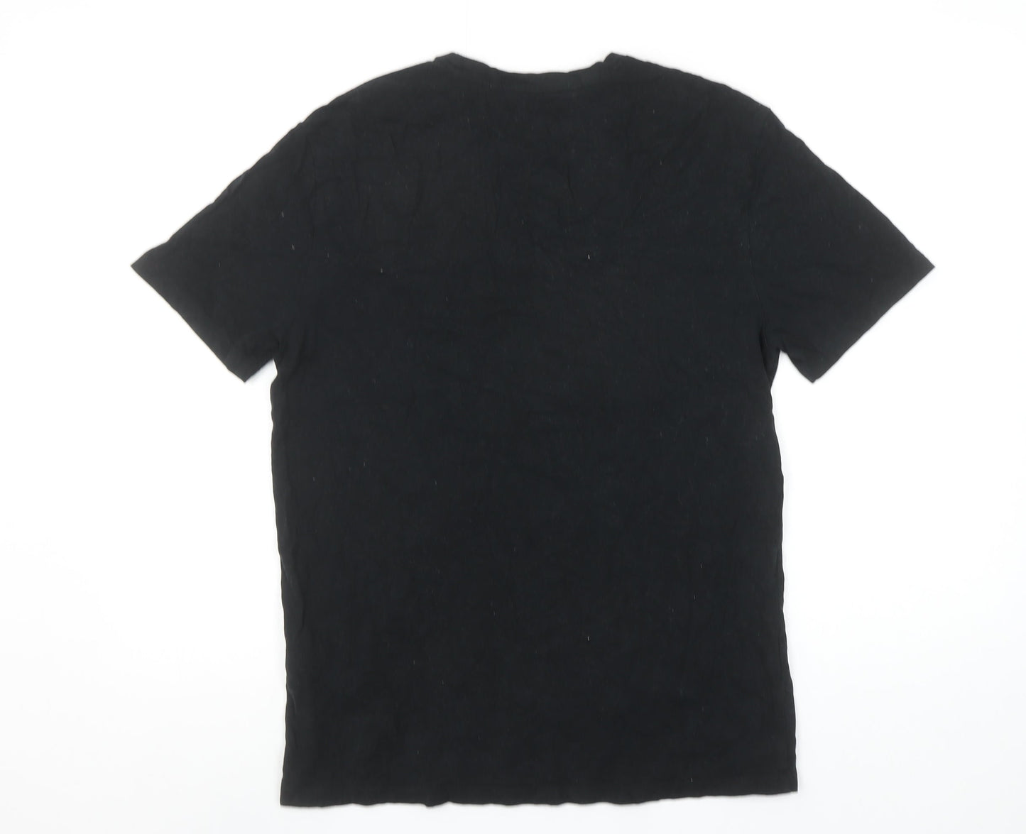 AllSaints Men's Black Medium Crew Neck Cotton Graphic T-Shirt