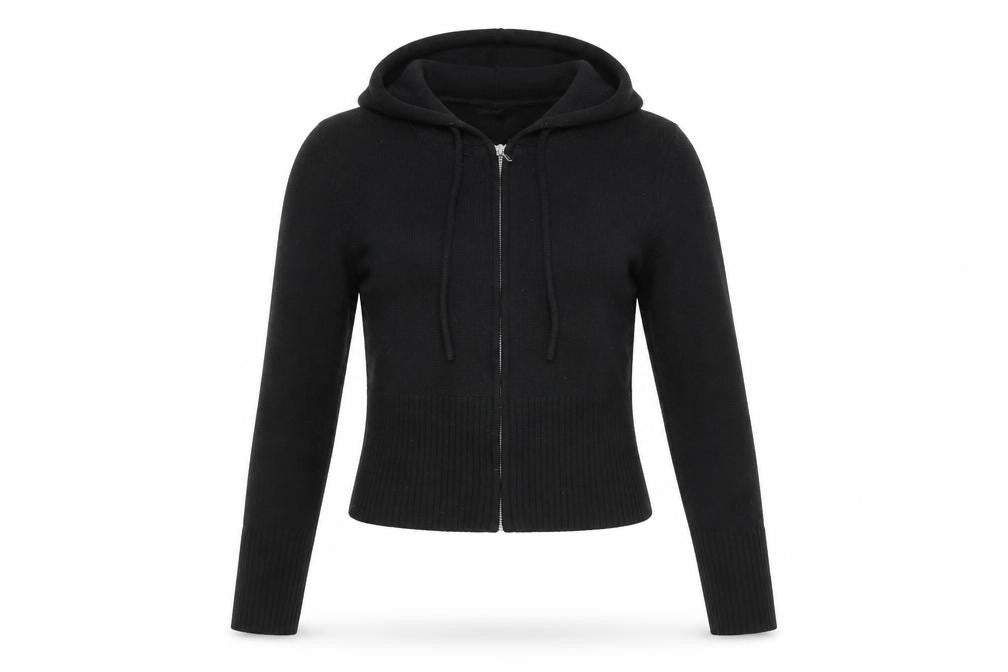 Gilly Hicks Girls Black Full Zip Hooded Cardigan Size L