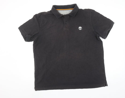 Timberland Men's Black Cotton Short Sleeve Polo Shirt Size L