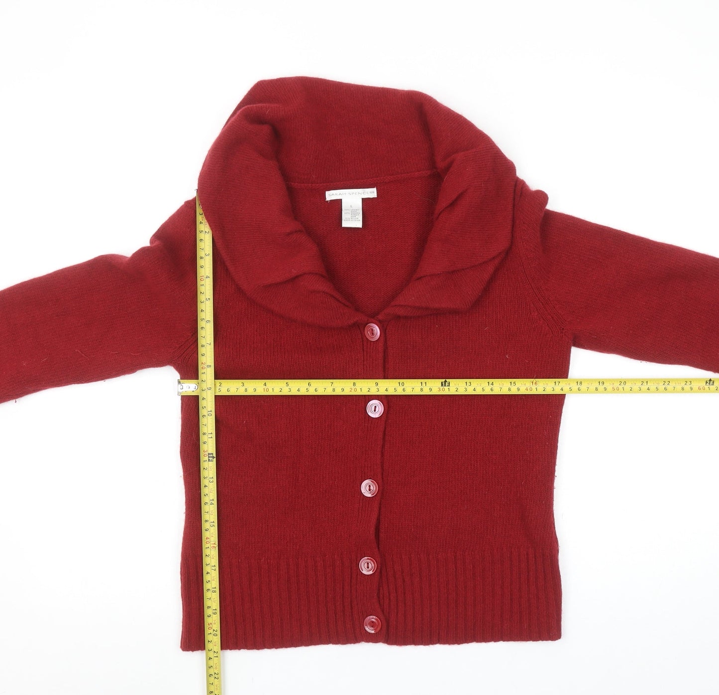 Sarah Spencer Women's Red Lambswool Angora Button Cardigan L