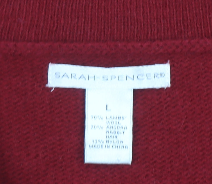 Sarah Spencer Women's Red Lambswool Angora Button Cardigan L