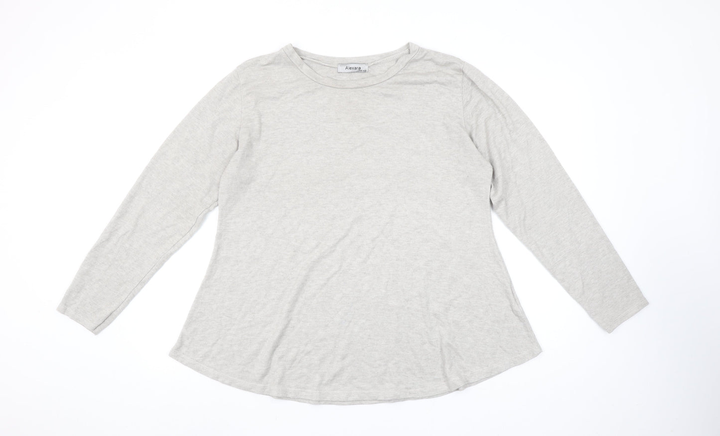 Alexara Womens Grey Long Sleeve Basic Cotton T-Shirt One Size