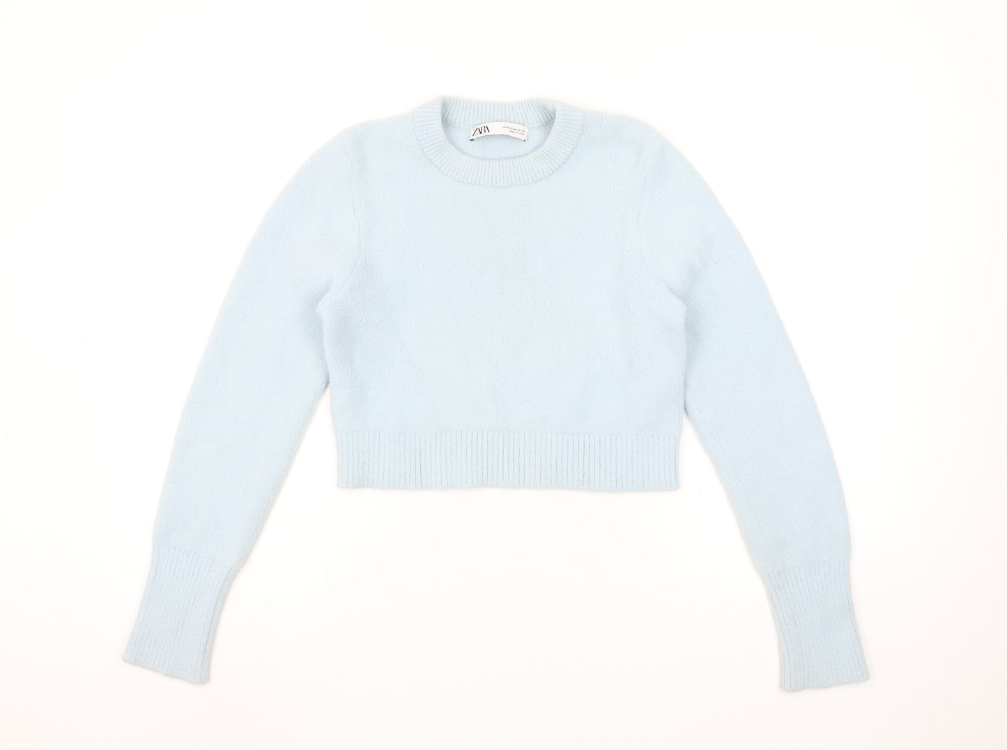 Zara Womens Blue Crew Neck Knit Pullover Jumper Size 12