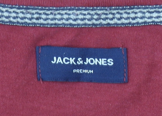 Jack & Jones Men's Red Vintage Denim Graphic T-Shirt Size L