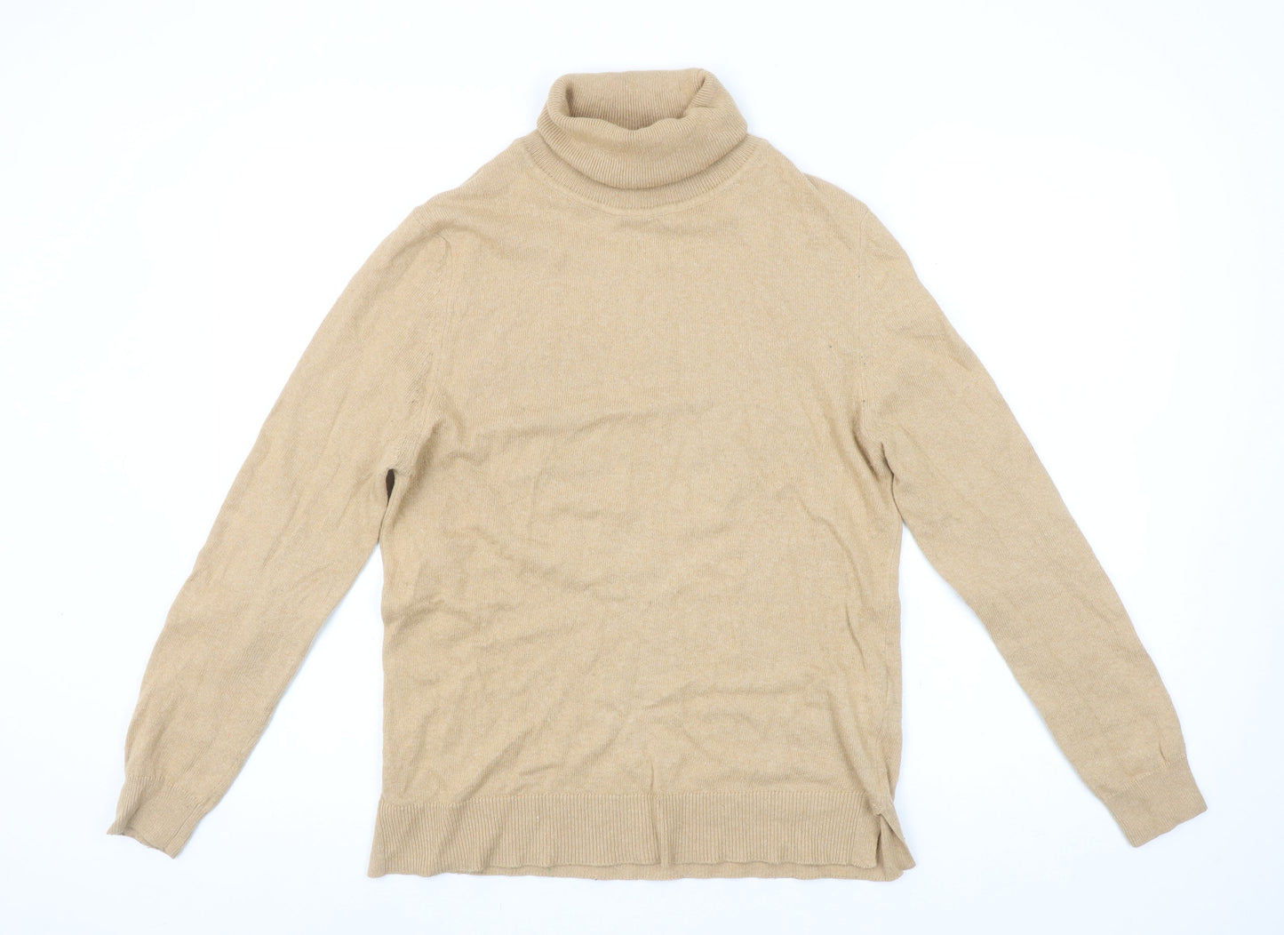 Barbour Women's Beige Roll Neck Wool Cashmere Jumper Size 10