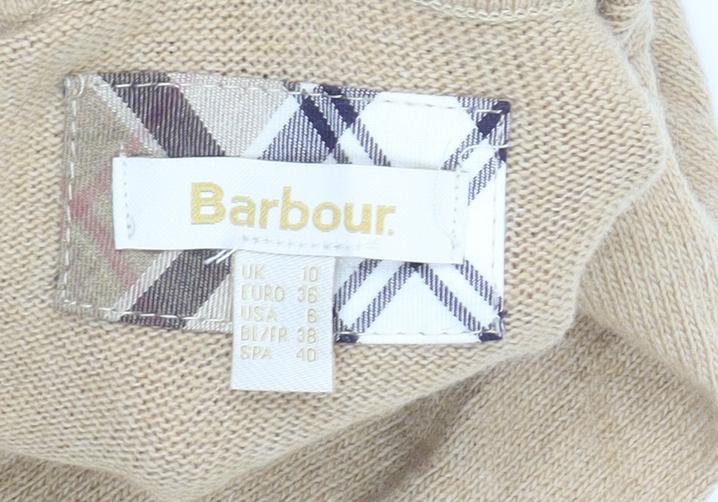 Barbour Women's Beige Roll Neck Wool Cashmere Jumper Size 10