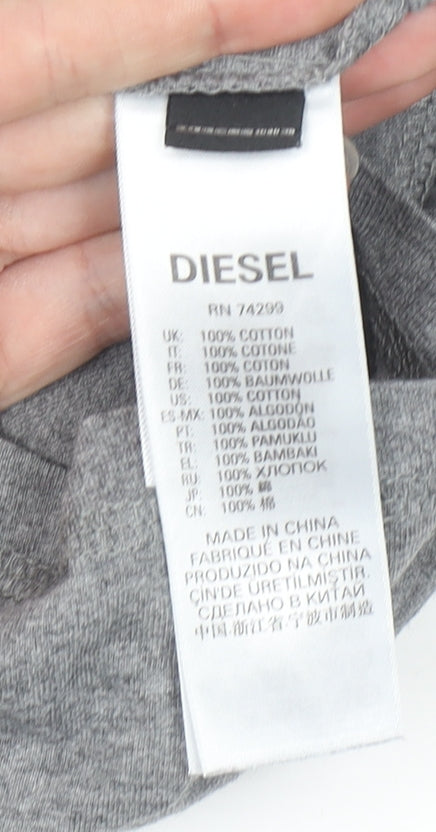 Diesel Boys Grey 10 Years Basic Logo Cotton T-Shirt