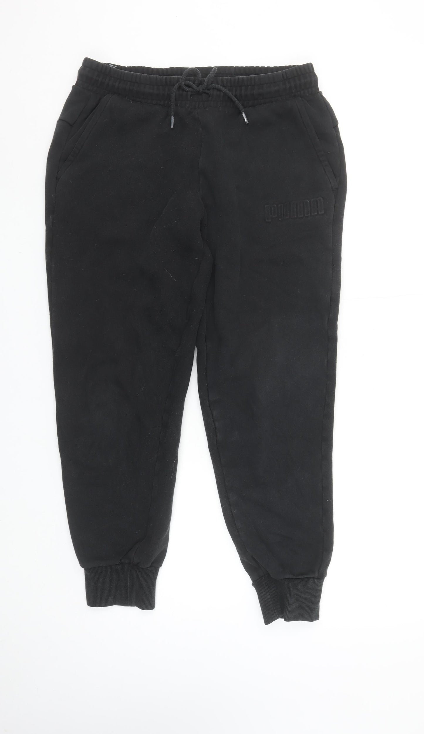 Puma Women’s Black Jogger Sweatpants M Fleece Elastic Waist