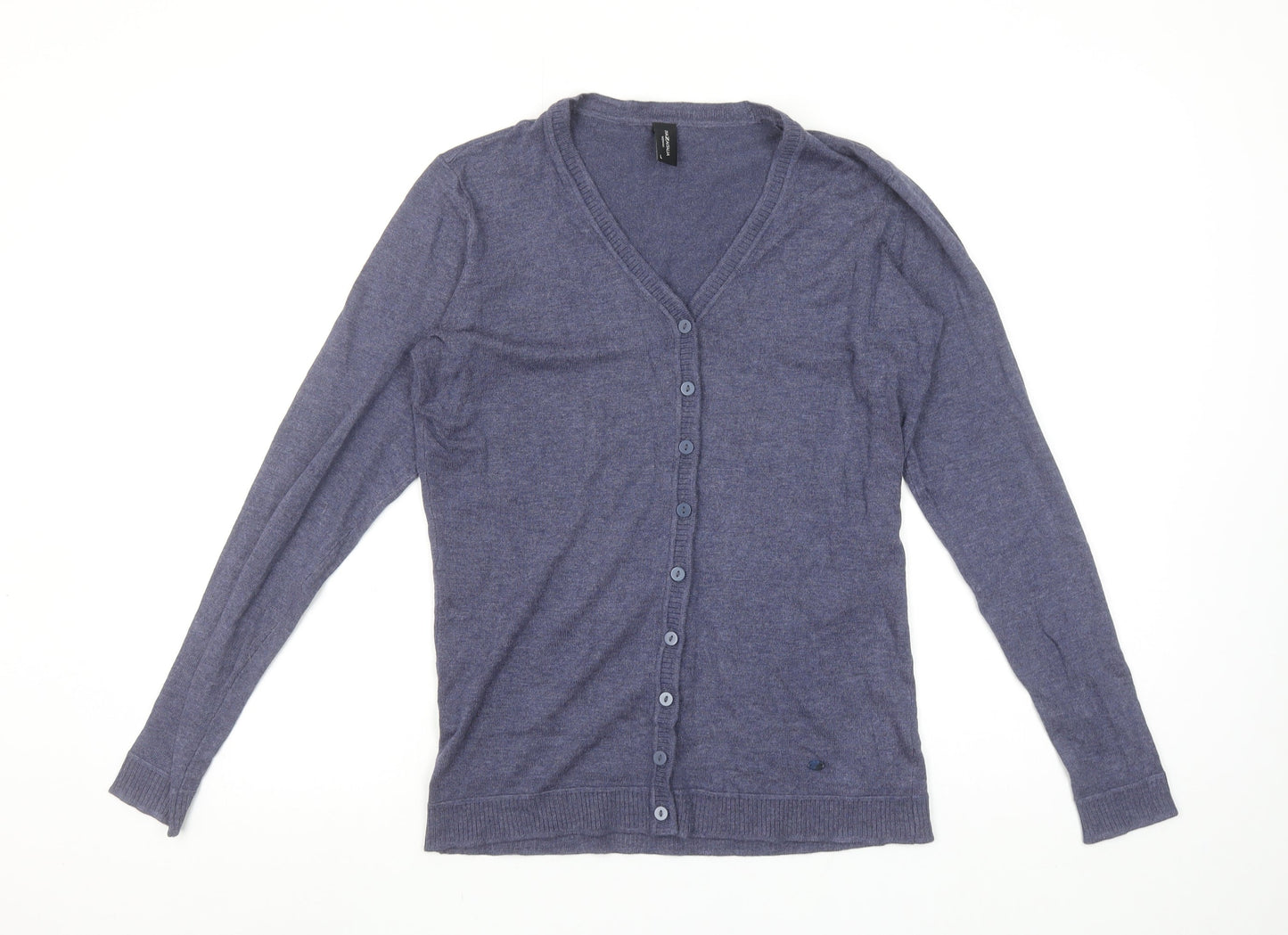 Piazza Italia Women Blue Cardigan Knit Long Sleeve V-Neck Size S