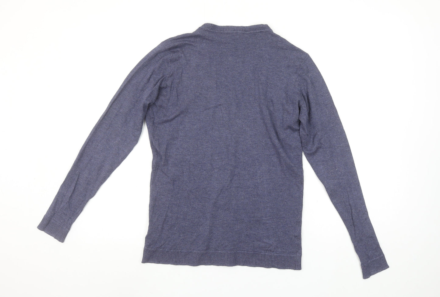 Piazza Italia Women Blue Cardigan Knit Long Sleeve V-Neck Size S