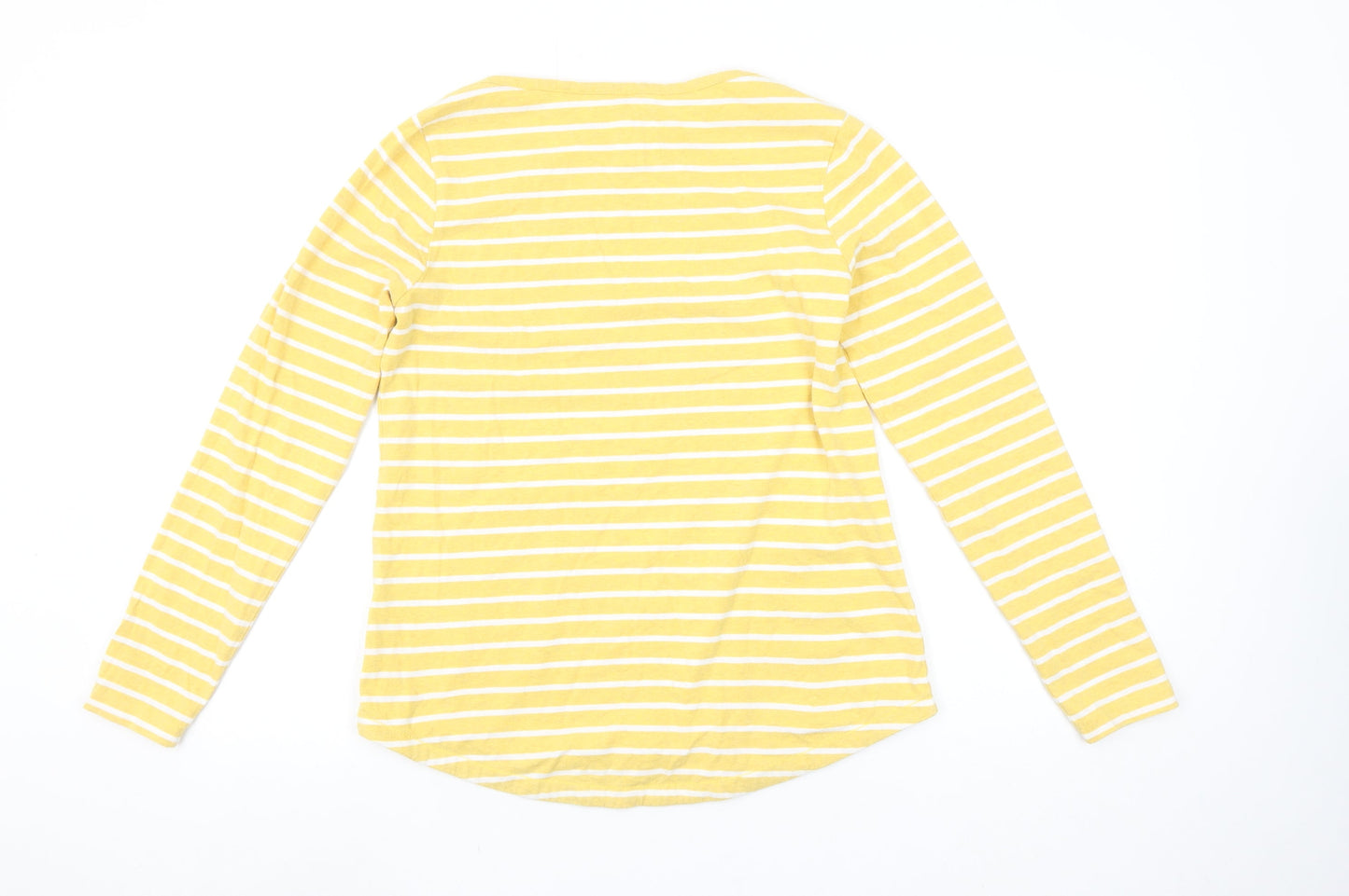 Fat Face Women Yellow Striped Long Sleeve Breton Cotton Top UK 10