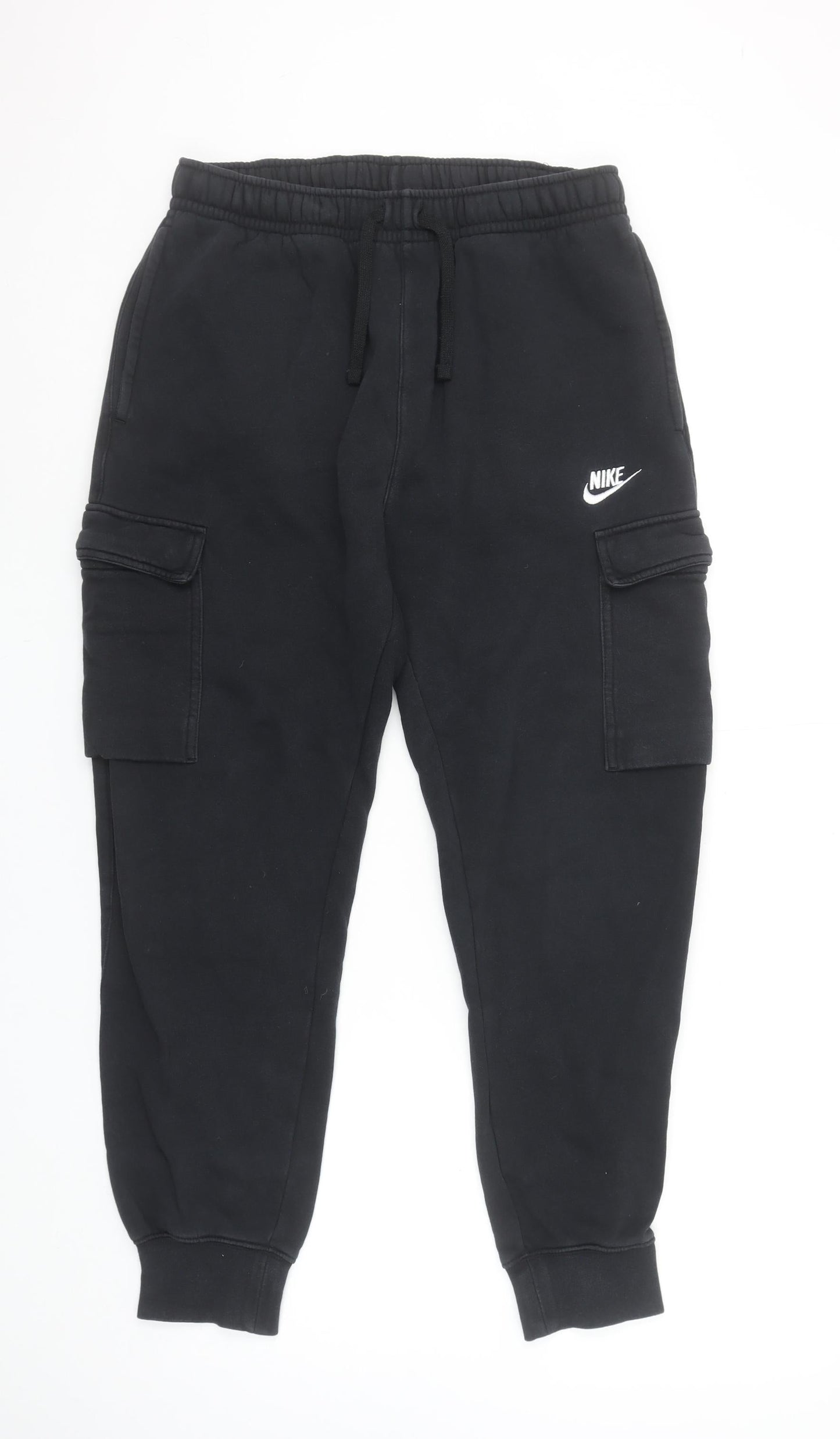 Nike Men's Black Cargo Jogger Trousers S Regular Fit Elastic Waist